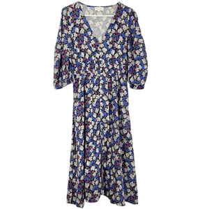 The Westside California Inspired Floral Midi Dress Size Large Silk Cotton EUC